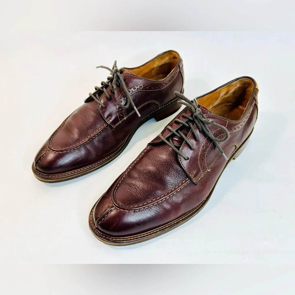 Johnston & Murphy Warner Split Toe Derby Shoes in Brown Sheepskin Leather 9.5D